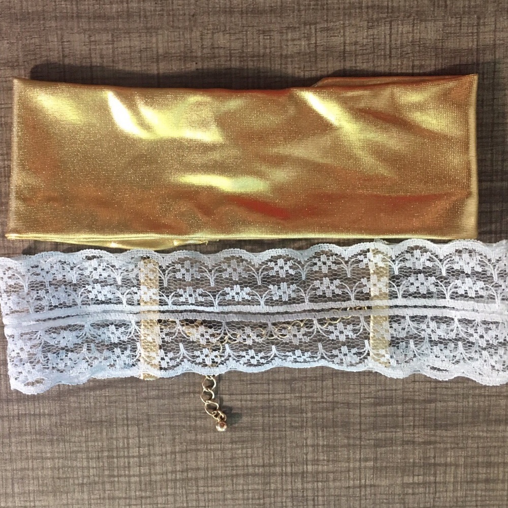 Gold + blue lace chokers